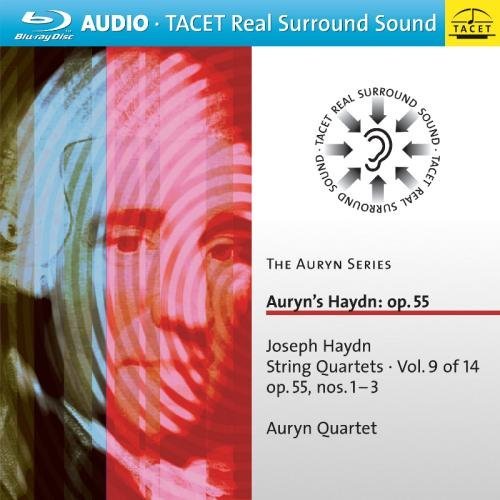 Blue-ray disc cover with abstract art and text describing Haydn's string quartets.