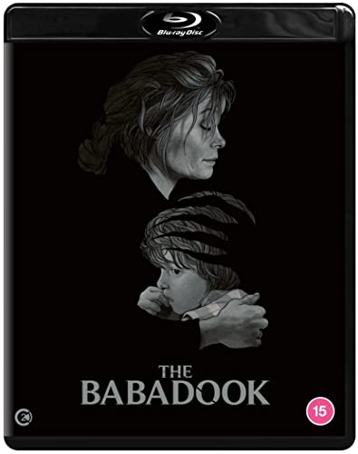 “The Babadook” Blu-ray cover featuring a distressed mother and child illustration.