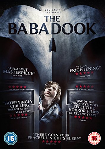 The Babadook DVD cover featuring a shadowed figure and a young boy.
