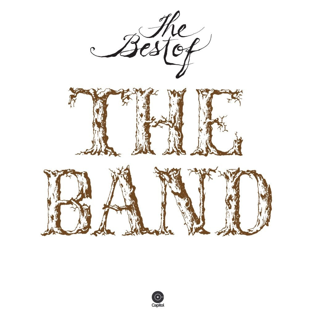 “The Band” album cover with text styled as weathered wood branches.