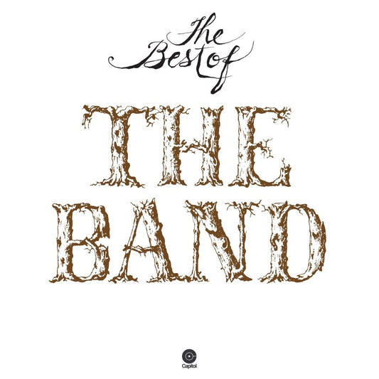 “The Band” album cover with text styled as weathered wood branches.
