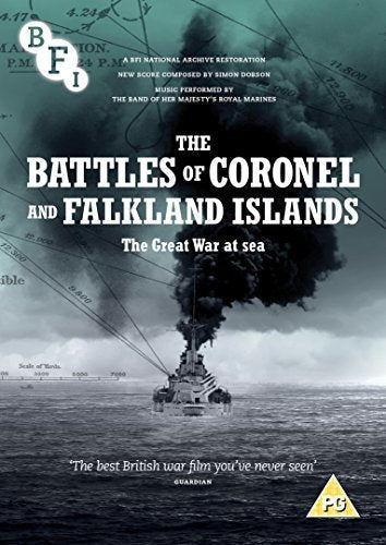 DVD cover for “The Battles Of Coronel And Falkland Islands,” showing a warship.