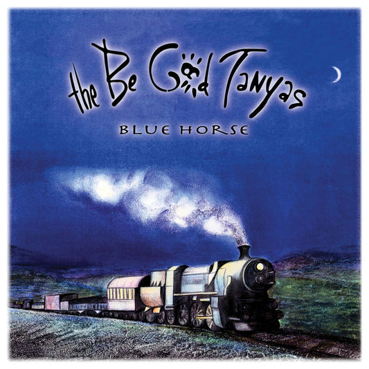 Blue Horse" album cover: a dark blue illustration of a steam train.
