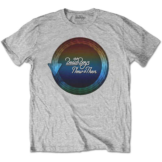 Grey t-shirt featuring a colorful circular graphic with The Beach Boys logo.LL.