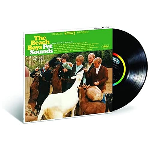 The Beach Boys’ “Pet Sounds” vinyl record with band and animal cover.