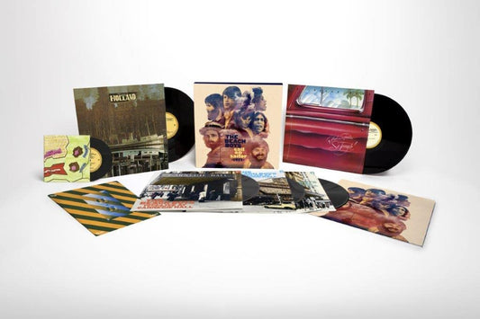 The Beach Boys "Sail On Sailor" vinyl record set with colorful album covers.
