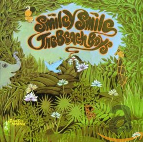 The Beach Boys Smiley Smile album cover features illustrated jungle foliage, animals, and flowers.