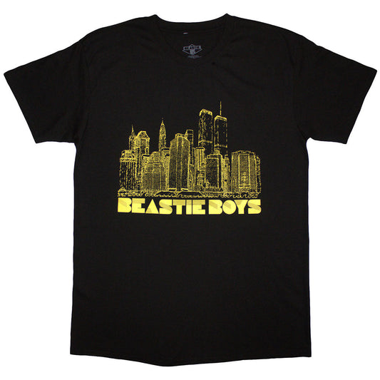 Black t-shirt with Beastie Boys and New York City skyline graphic.