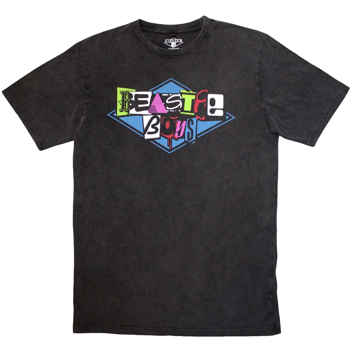 Beastie Boys logo t-shirt, multicoloured on faded stone-wash fabric, size X-Large.