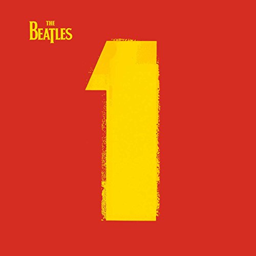 The Beatles 1 album cover featuring a large yellow number one on red background.