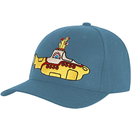 Blue baseball cap with embroidered yellow submarine design on side.