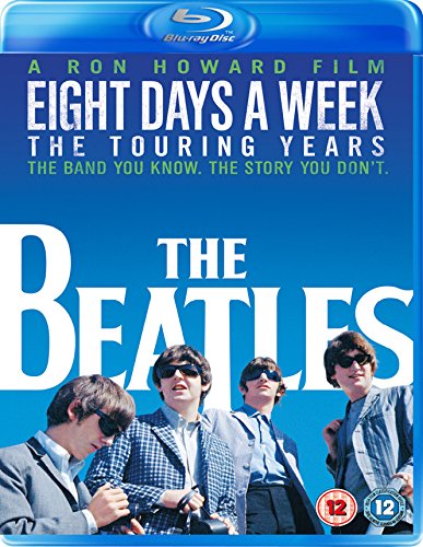 "Blu-ray case with image of The Beatles and title 'Eight Days a Week'."