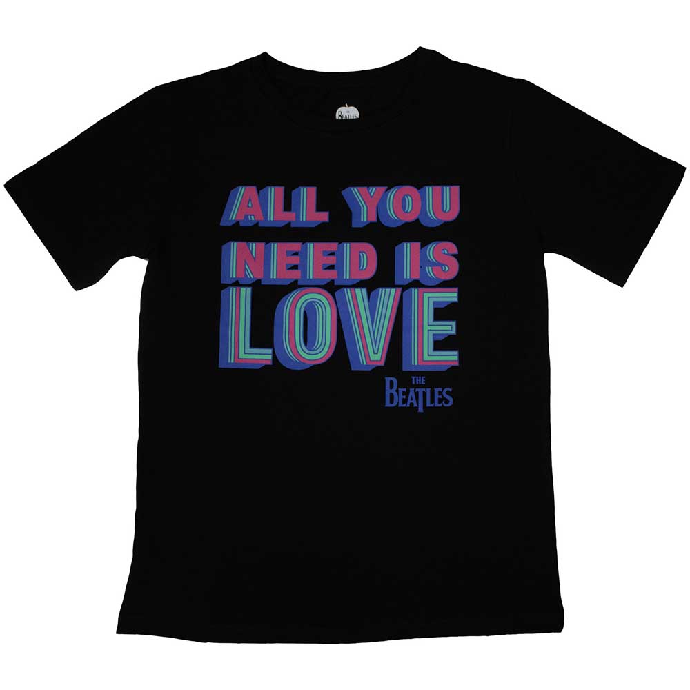 Ladies' XX-Large black t-shirt with "All You Need Is Love" Beatles design.
