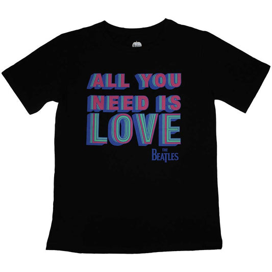 Ladies' XX-Large black t-shirt with "All You Need Is Love" Beatles design.