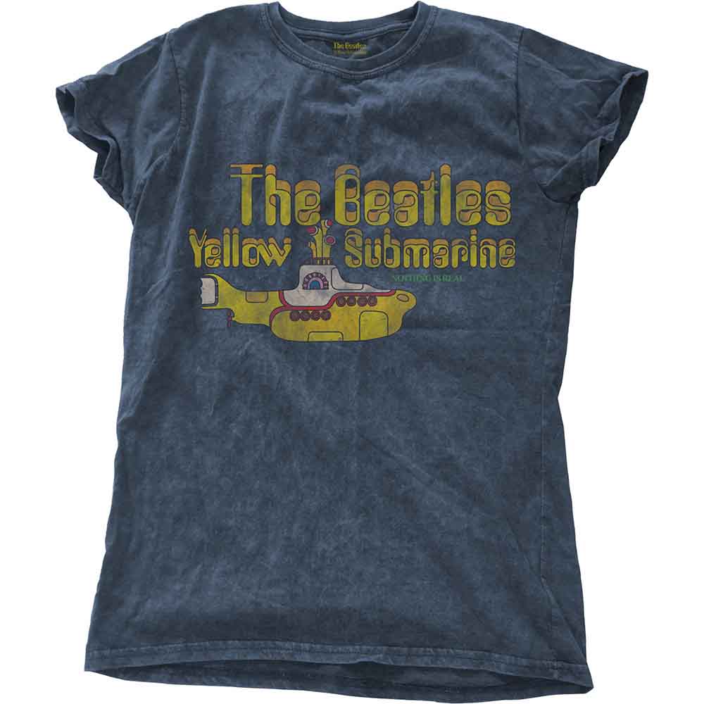 Yellow Beatles t-shirt with “Yellow Submarine” and “Nothing Is Real” graphic, size XX-Large.