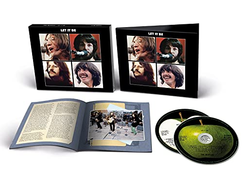 The Beatles Let It Be CD set with case, booklet, and two apple-themed discs.