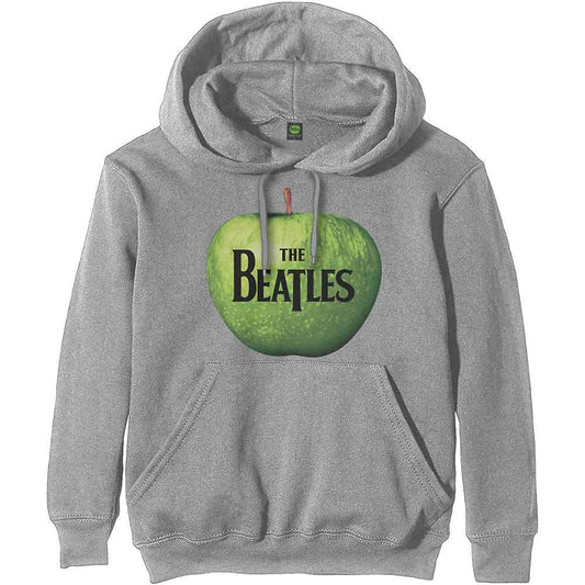 Grey hooded sweatshirt with a green apple and "The Beatles" logo.