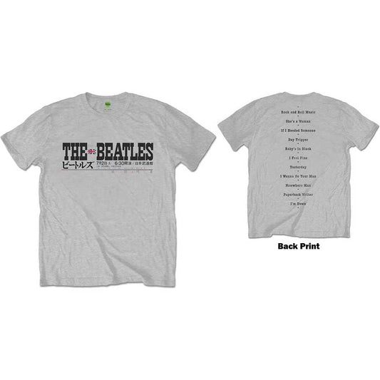 White Beatles t-shirt with Union Jack front and setlist on back.