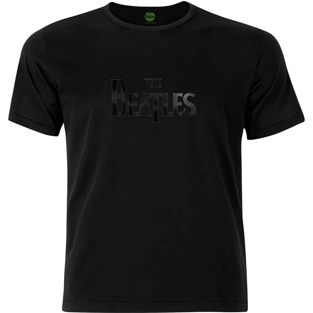 White t-shirt with faded "The Beatles" logo centered on the chest.