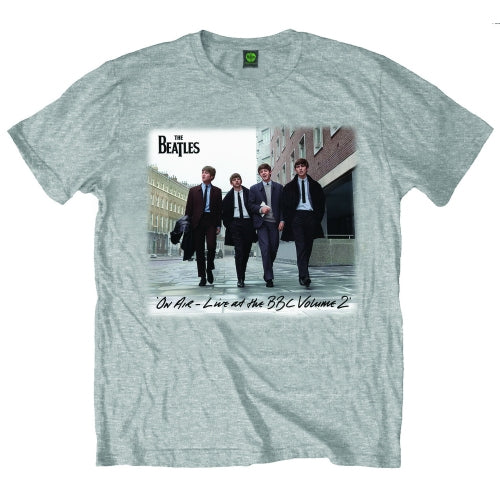 Grey Beatles t-shirt featuring the band's "On Air" album cover image.