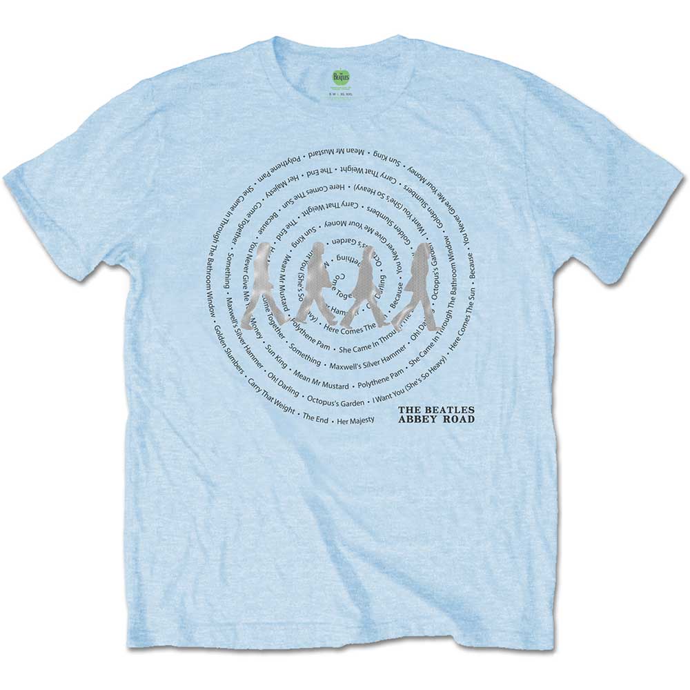 The Beatles Unisex T-Shirt: Abbey Road Songs Swirl Foiled
