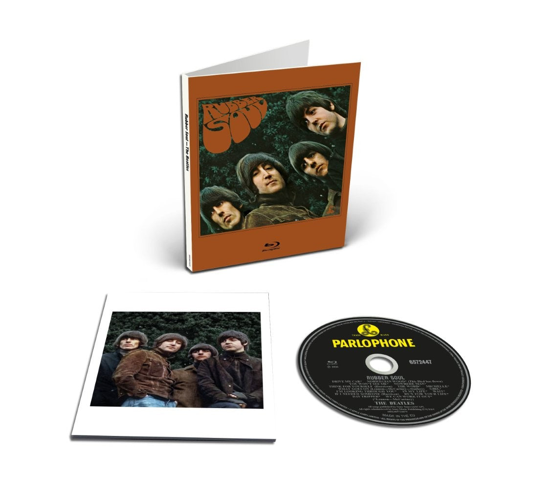 “Rubber Soul” Blu-ray packaging with The Beatles portrait and included disc.