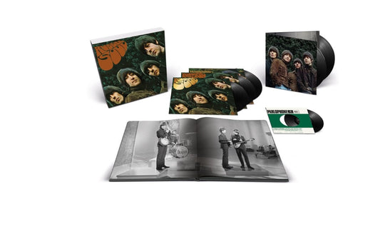 The Beatles’ “Rubber Soul” special edition vinyl record set, with book and sleeves.