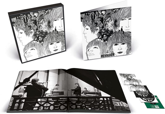 "Black and white Beatles Revolver CD boxset with artwork and booklet."