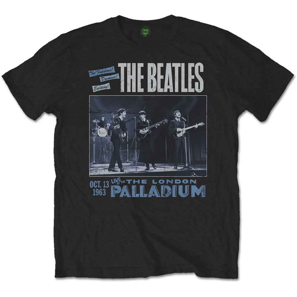 Beatles t-shirt, 1963 Palladium concert graphic, small size, black.
