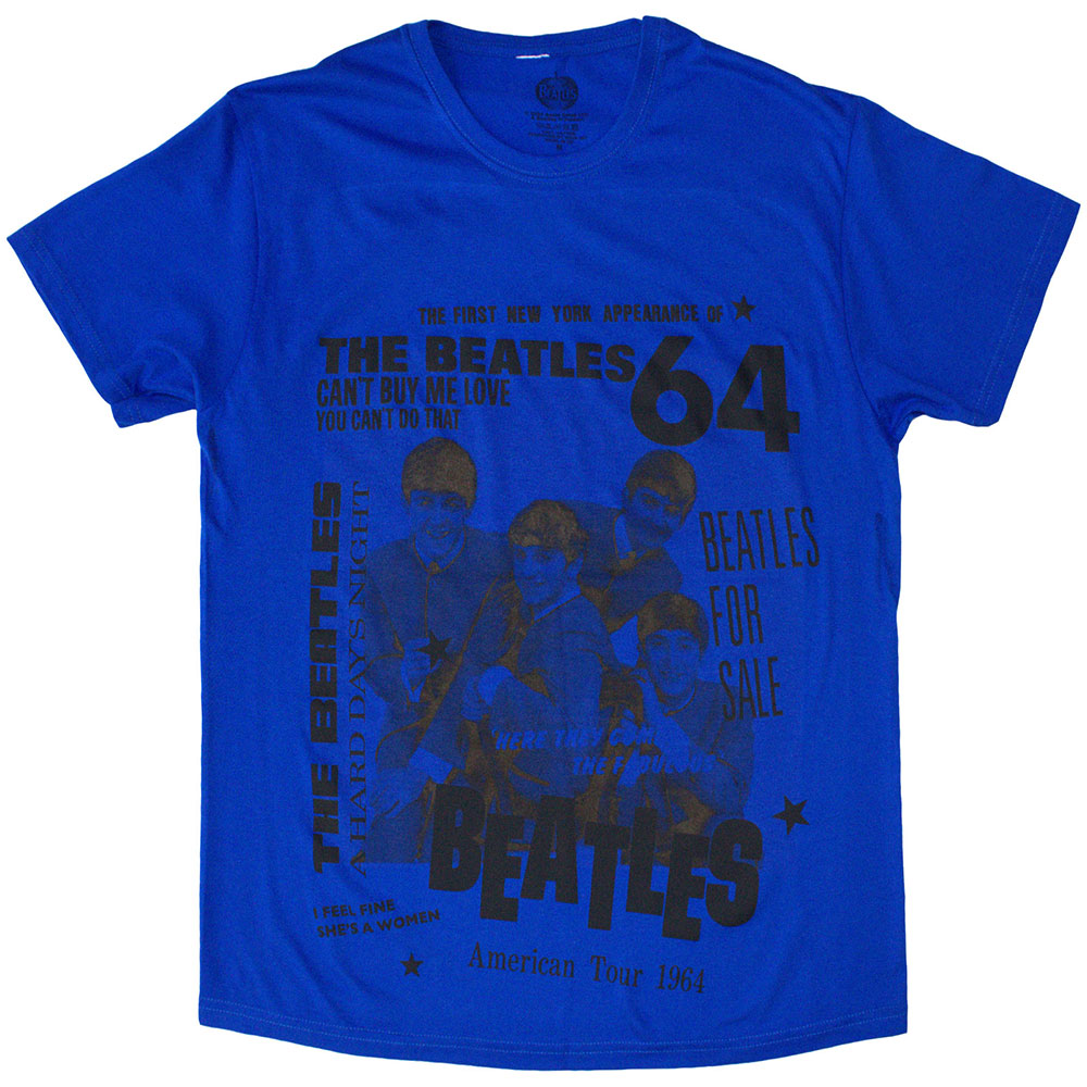 Beatles t-shirt, likely black, featuring 1964 imagery, small size.