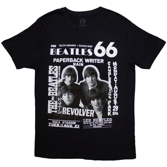 Black t-shirt featuring a 1966 Beatles image, size XX-Large.