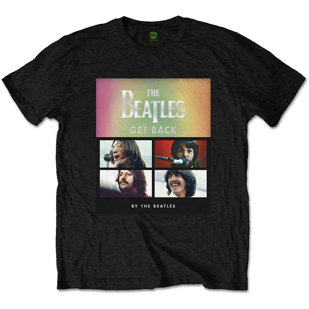 Beatles album cover faces in a gradient design on a small, unisex t-shirt.