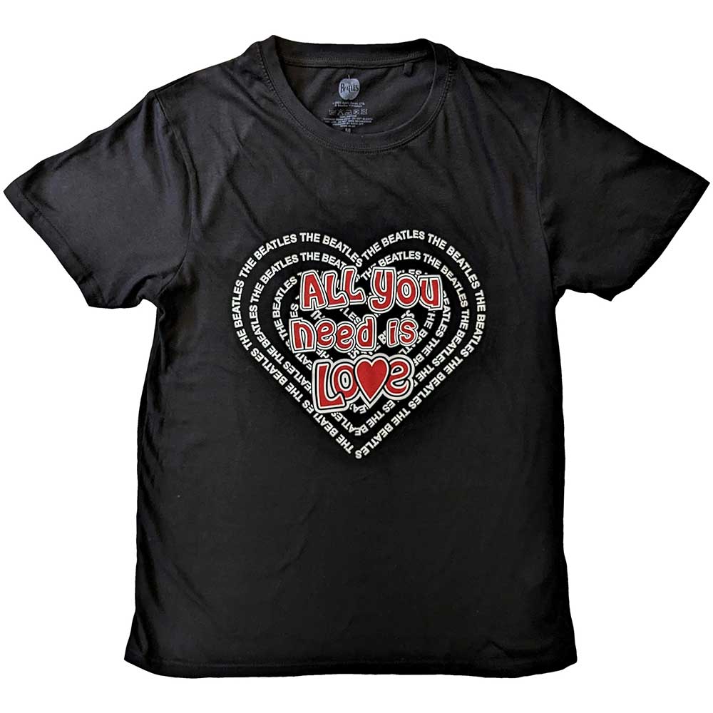 Beatles t-shirt, large size, with a red heart and "All You Need Is Love" text.