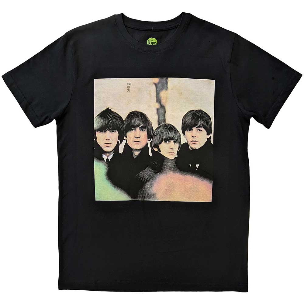 Black unisex t-shirt featuring the Beatles For Sale album cover graphic on the front.