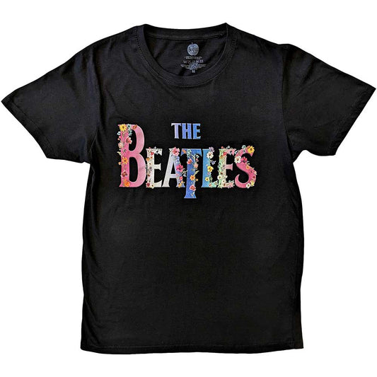 Floral Beatles logo on a unisex X-Large t-shirt, likely colorful.