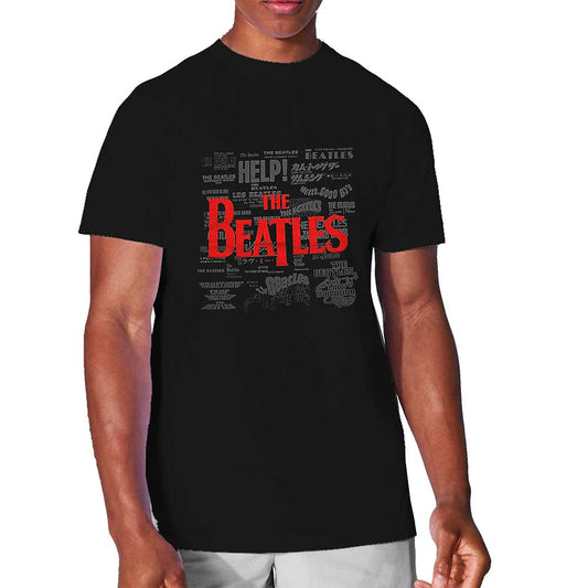 Medium fit Beatles t-shirt with band titles and logos graphic print.