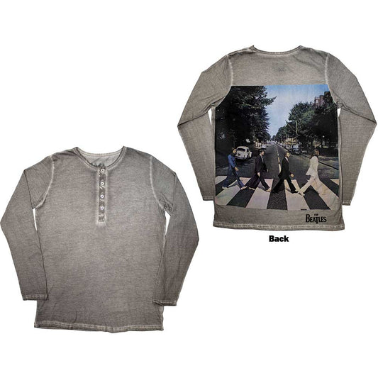 Long sleeve stone wash t-shirt with Abbey Road album cover back print.