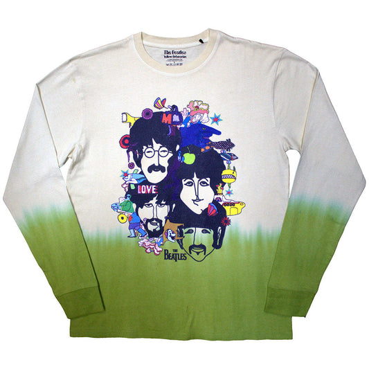 Long sleeve t-shirt with a collage of Beatles’ Yellow Submarine character heads.