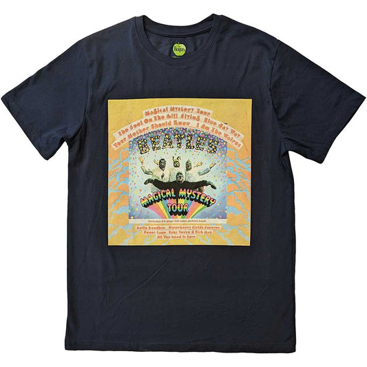Beatles' Magical Mystery Tour album cover graphic on a black, unisex XX-Large t-shirt.