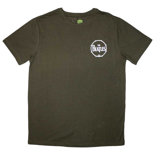 Black t-shirt with a small white Beatles drum logo, size XX-Large.