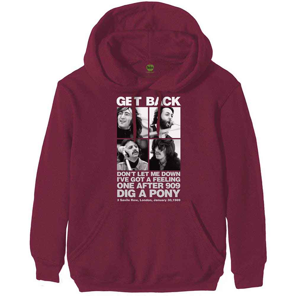 Gray hoodie with "The Beatles" and "3 Savile Row" design, size X-Large.