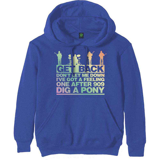 Black unisex pullover hoodie featuring a multi-colored Get Back gradient logo on the chest.