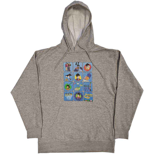 Beatles montage hoodie, medium size, unisex style, dark background.