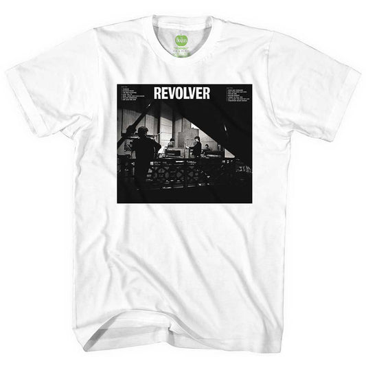 Beatles “Revolver” album cover graphic on a small, unisex black t-shirt.
