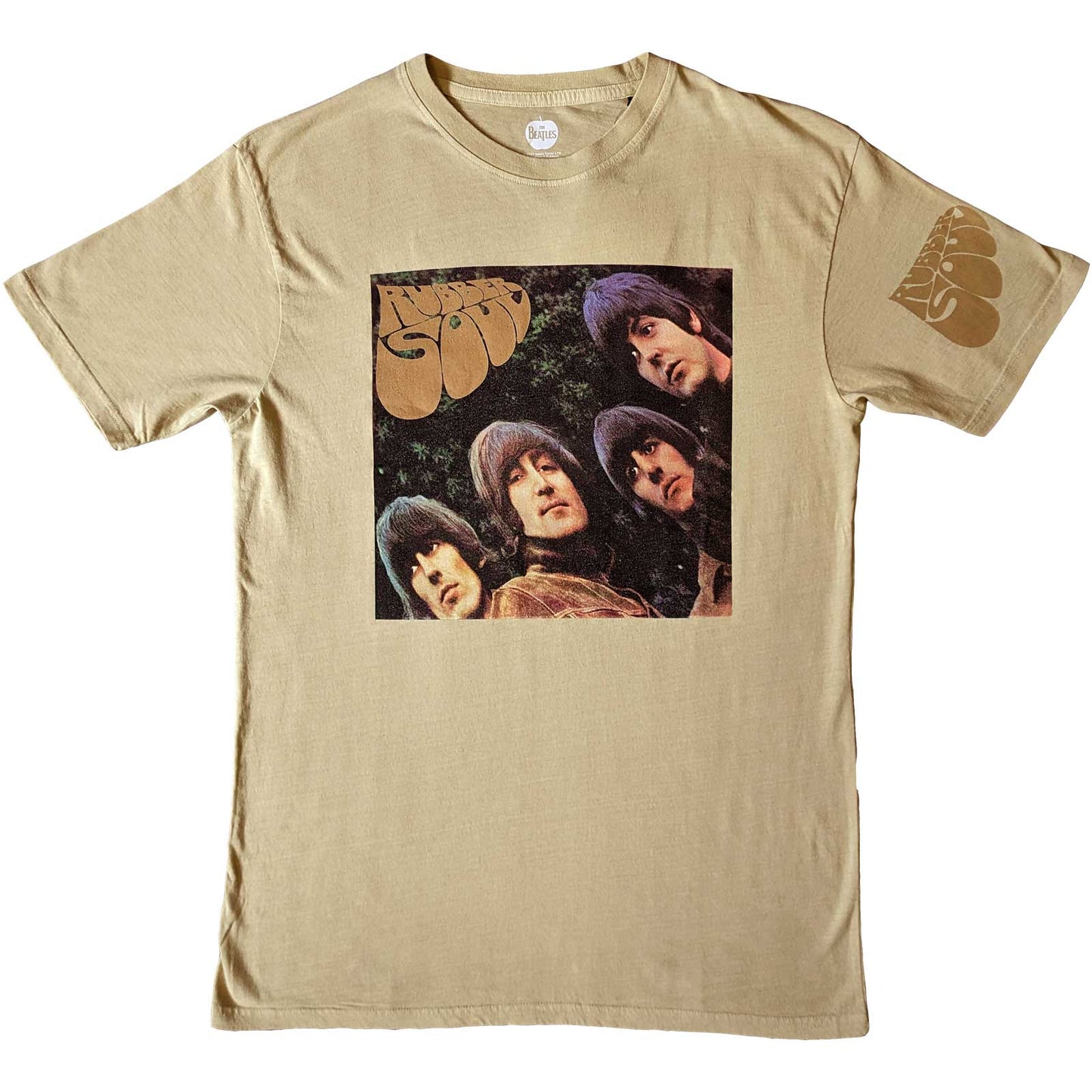 Black Beatles t-shirt with “Rubber Soul” US album sleeve print, size X-Large.