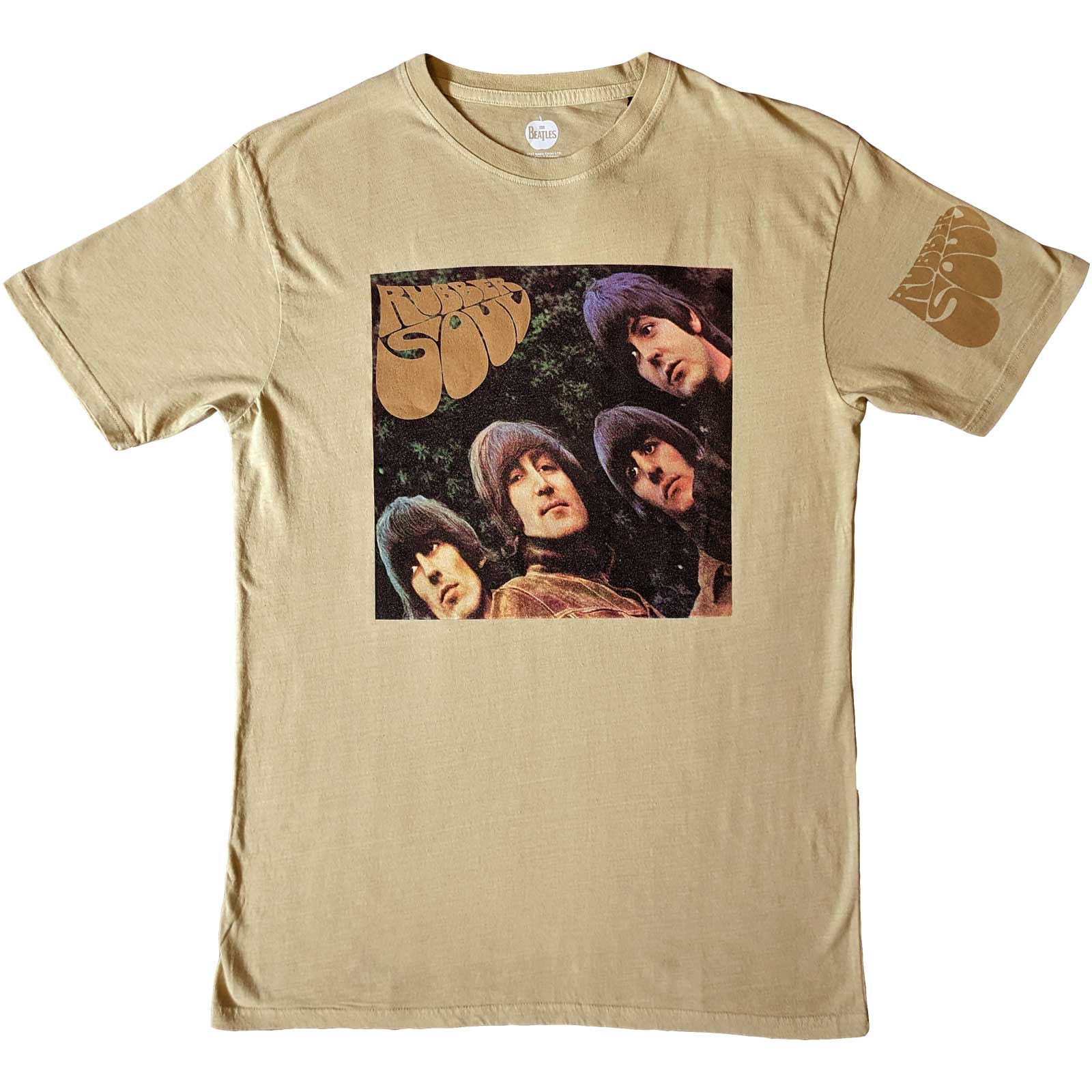Black Beatles t-shirt with “Rubber Soul” US album sleeve print, size X-Large.