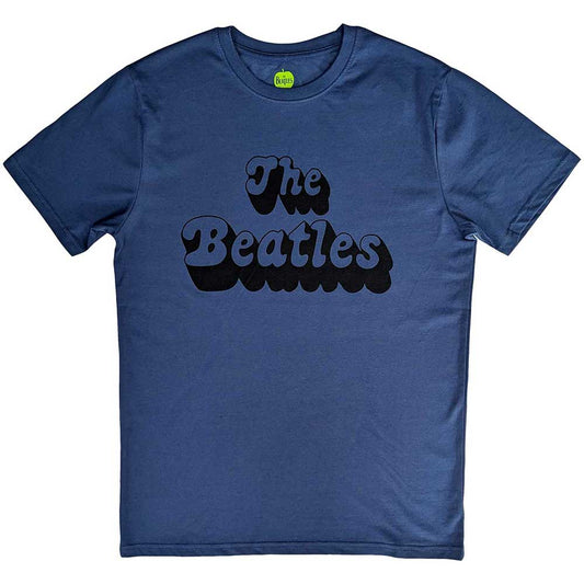 Black t-shirt with white Beatles text logo and shadow effect, size XX-Large.