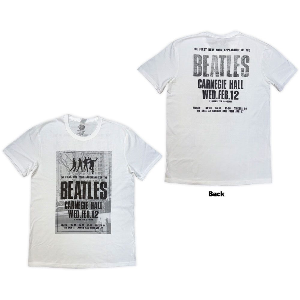 White t-shirt with The Beatles “Tour ‘64 Carnegie Hall” back print, size XX-Large.
