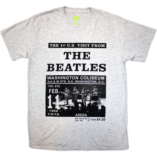 Pink t-shirt featuring a Beatles promotional image from their 1964 Washington D.C. visit.