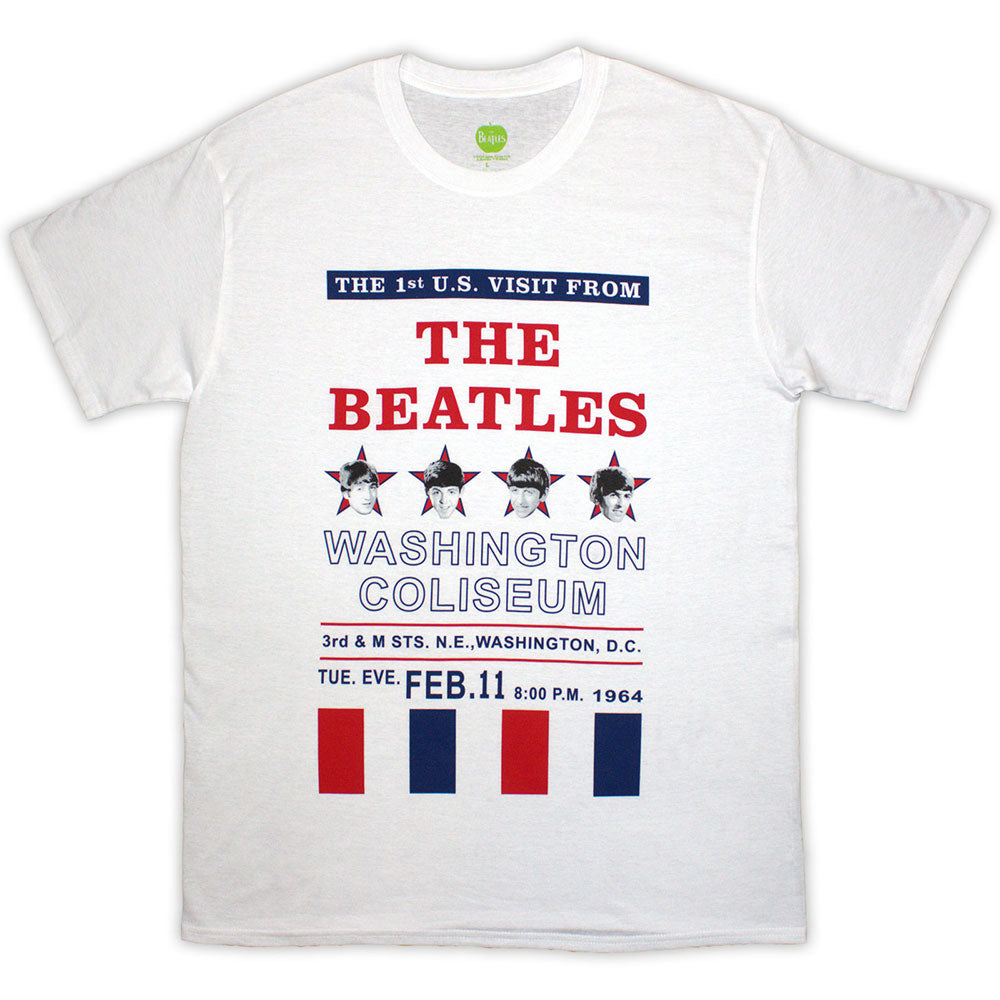 A grey unisex t-shirt featuring a graphic of The Beatles with stars and stripes.